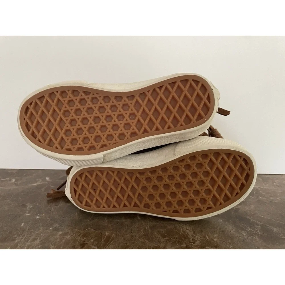 Vans Kids Sk8 Hi Top Brown Suede Fringed Shoe Skateboard 1721278 Size 10.5